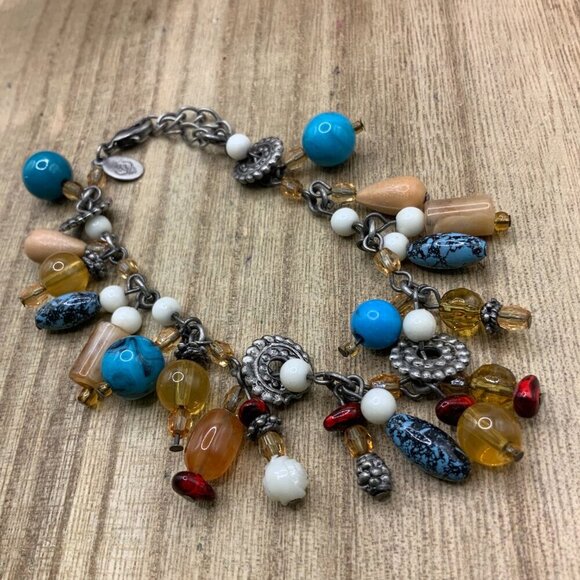 Premier Designs Vintage Multi Colors Beaded Silver Tone Bracelet - Picture 7 of 7